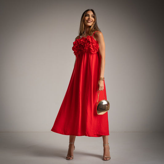 VESTIDO ESCOTE FLORES