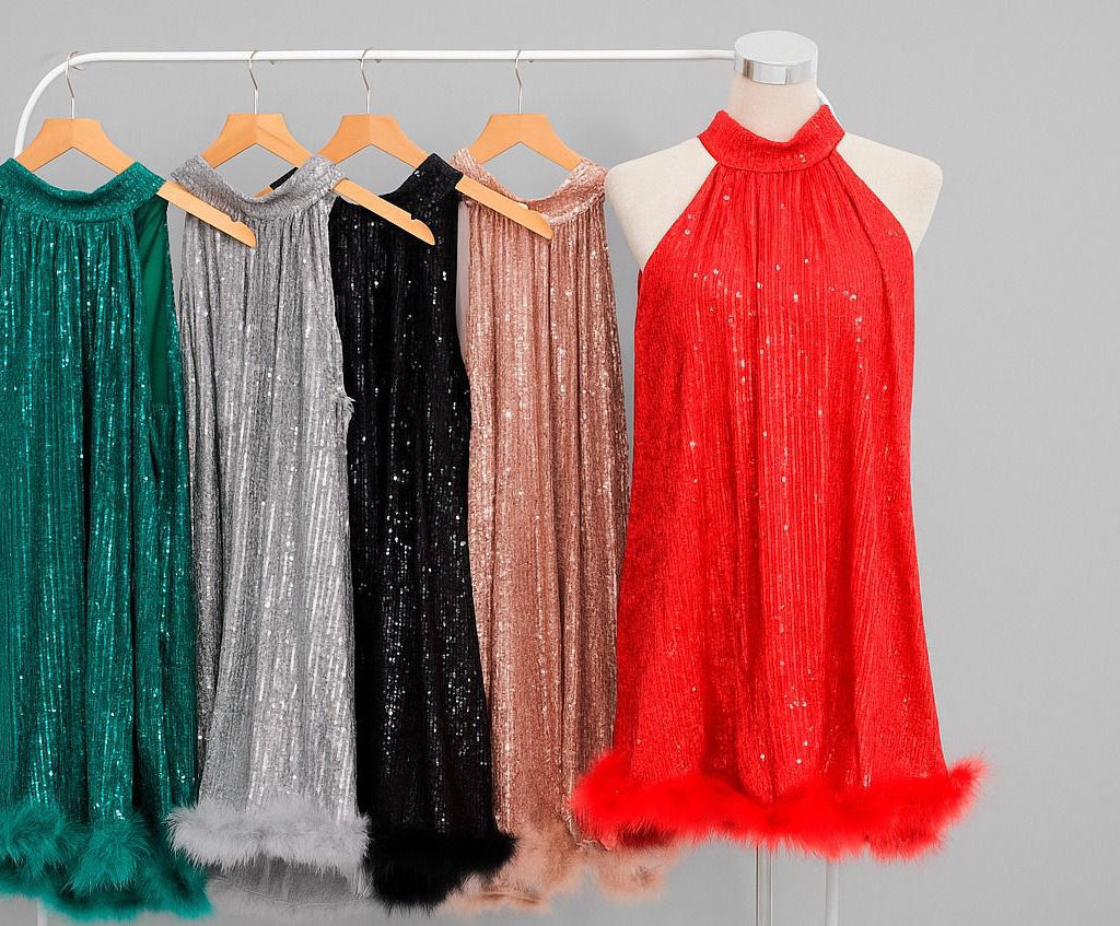 VESTIDO HALTER LENTEJUELAS