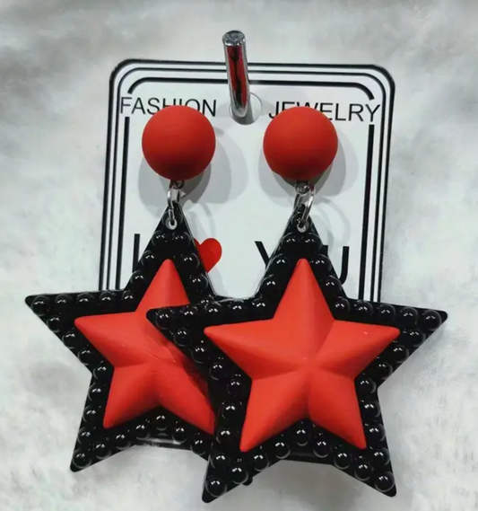 PENDIENTES ESTRELLAS ROJAS FLUORESCENTE