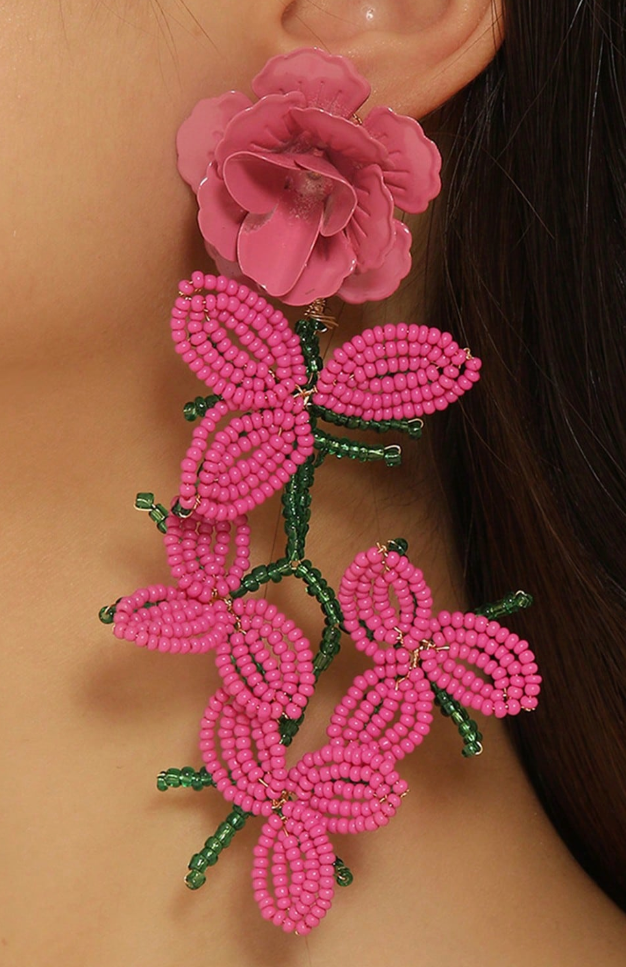 PENDIENTES FLOR LARGOS