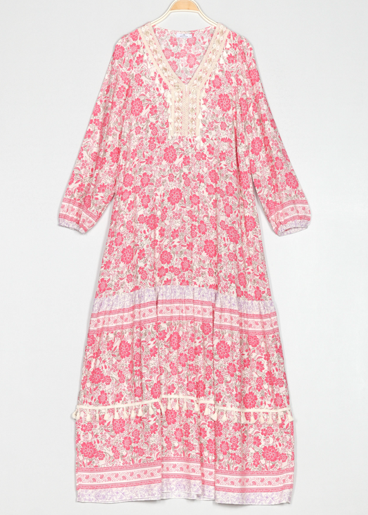 VESTIDO ESTAMPADO CON CROCHET