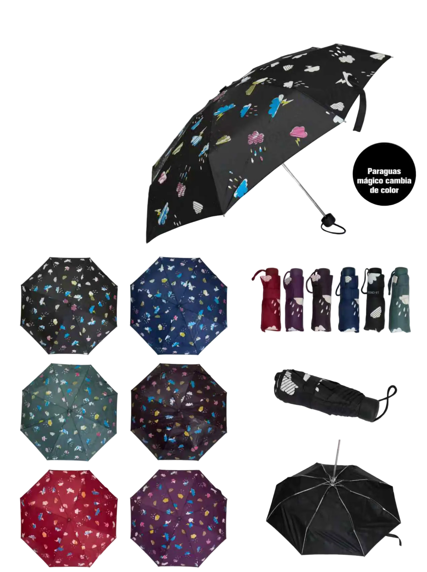 PARAGUAS PLEGABLE MÁGICO NUBES