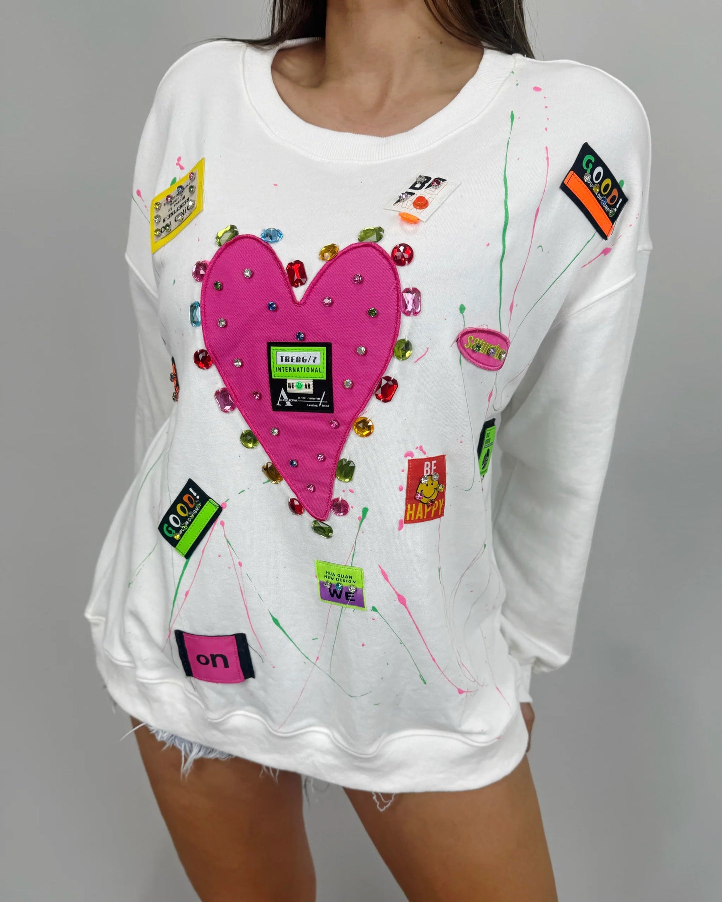 SUDADERA CORAZÓN STRASS