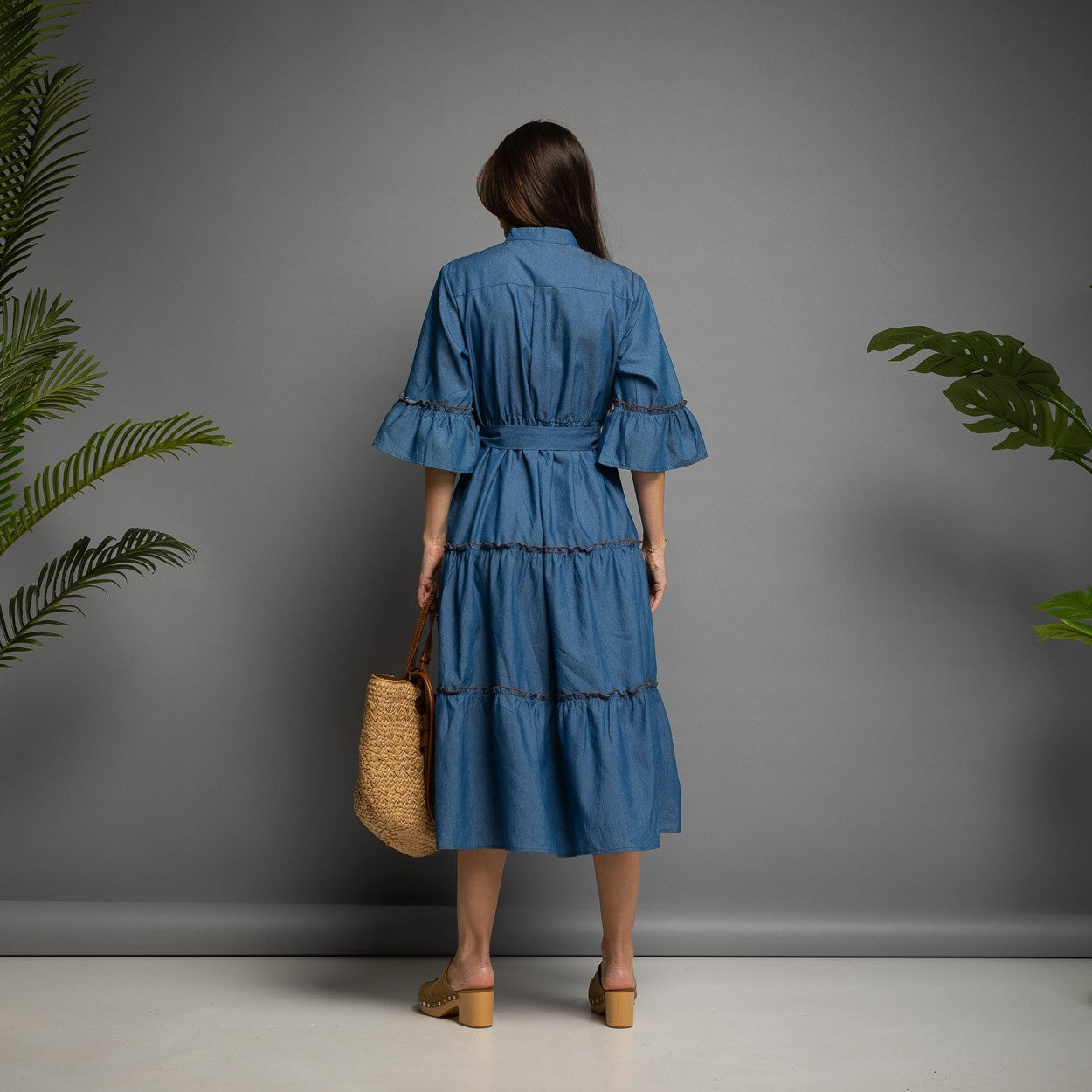 VESTIDO DENIM BORDADO ANIMAL PRINT