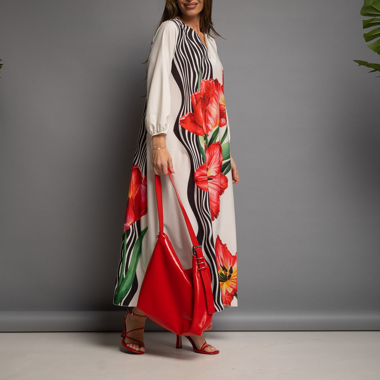 VESTIDO RAYAS COMBINADO FLOR