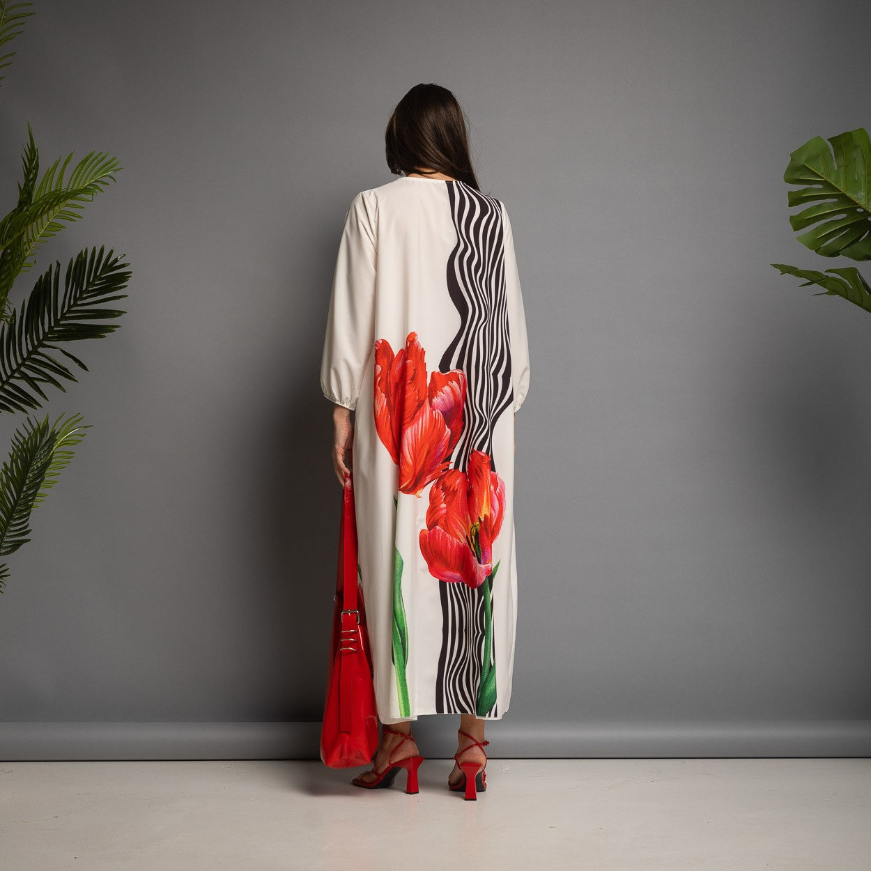VESTIDO RAYAS COMBINADO FLOR