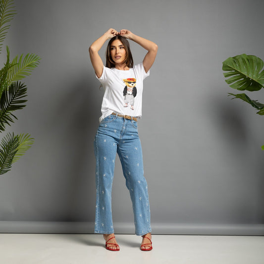 PANTALÓN DENIM BORDADO LIBERTY