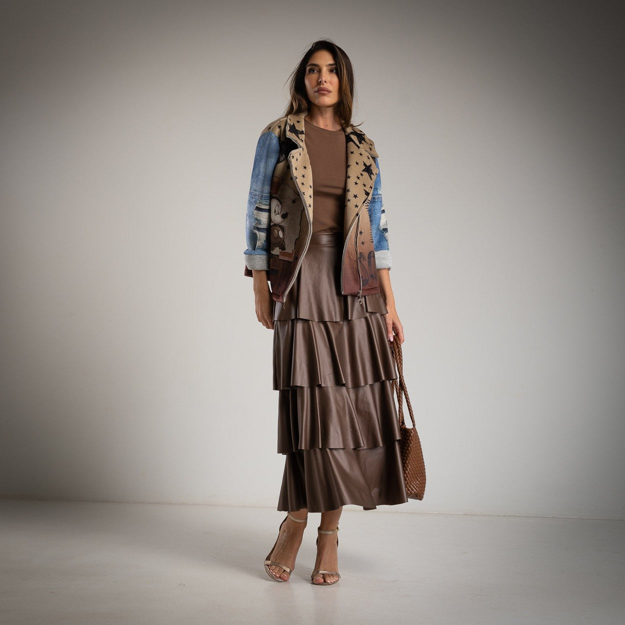 FALDA ECOPIEL 3 VOLANTES