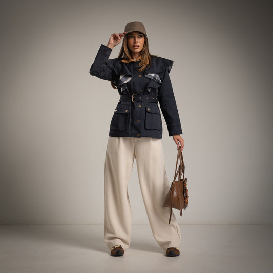 TRENCH VOLANTES CUADROS