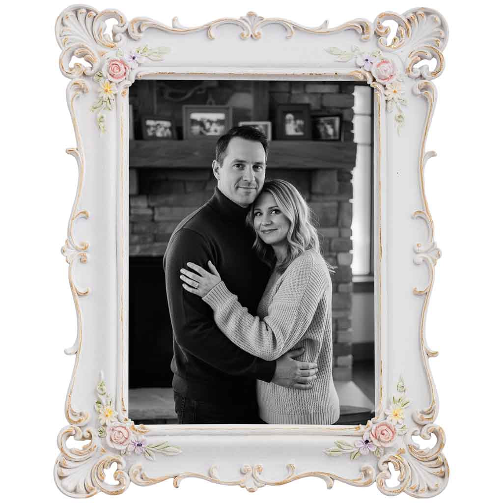 PORTA FOTOS BLANCO FLORES