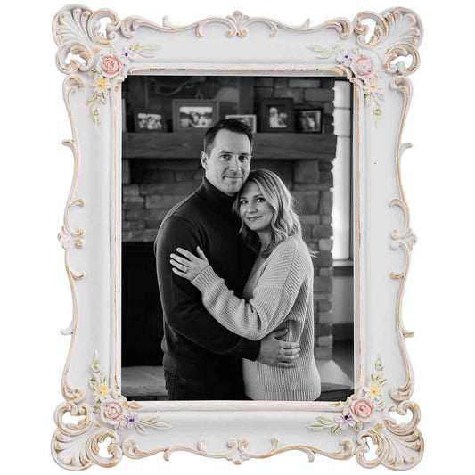 PORTA FOTOS BLANCO FLORES