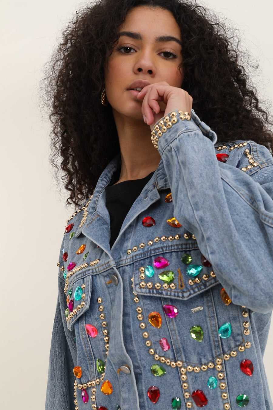 CAZADORA DENIM STRASS