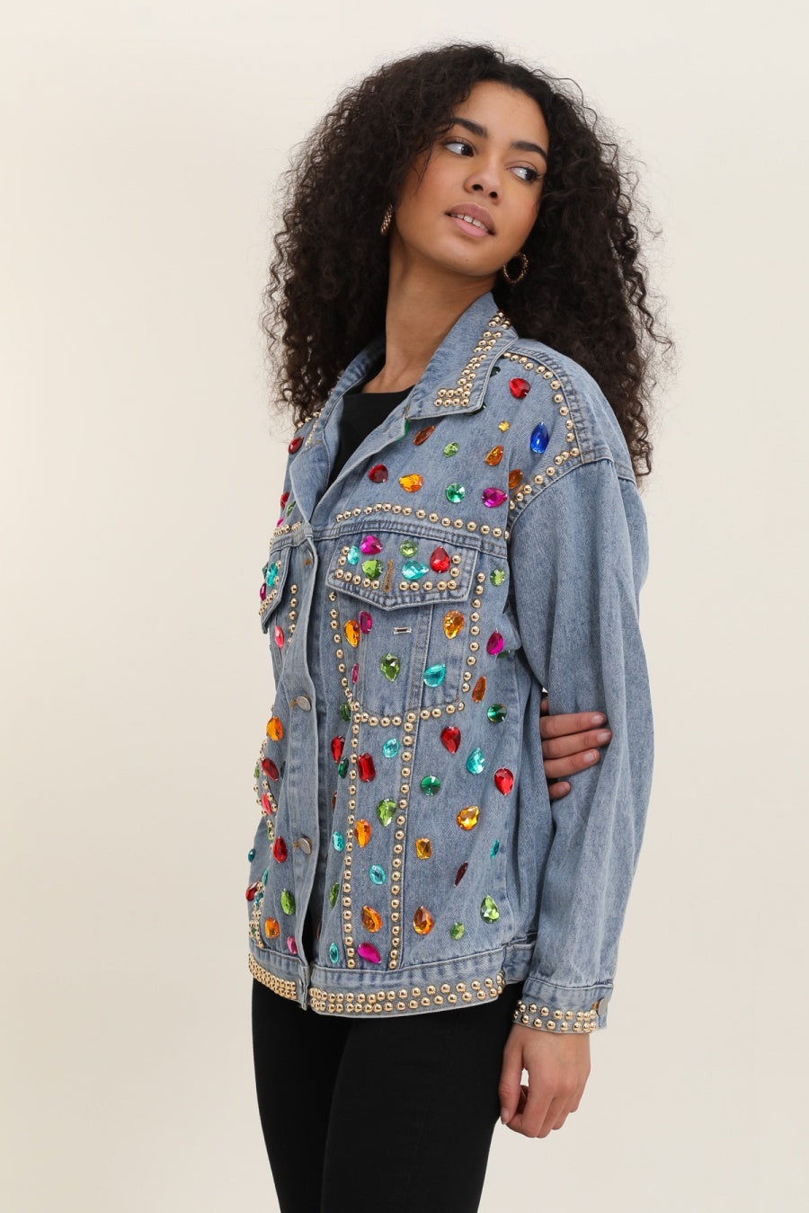 CAZADORA DENIM STRASS