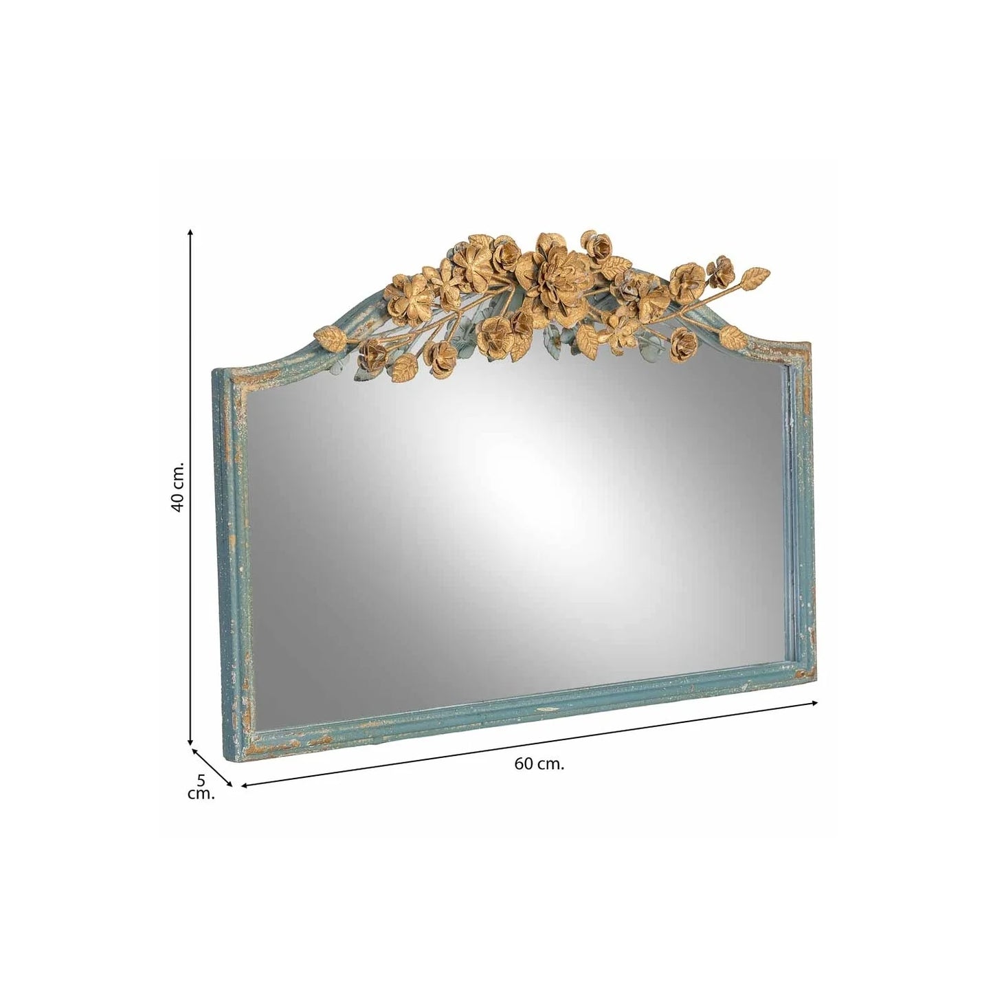 ESPEJO PARED MADERA FLORES