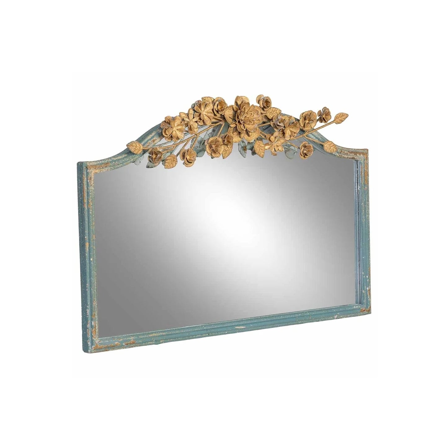 ESPEJO PARED MADERA FLORES