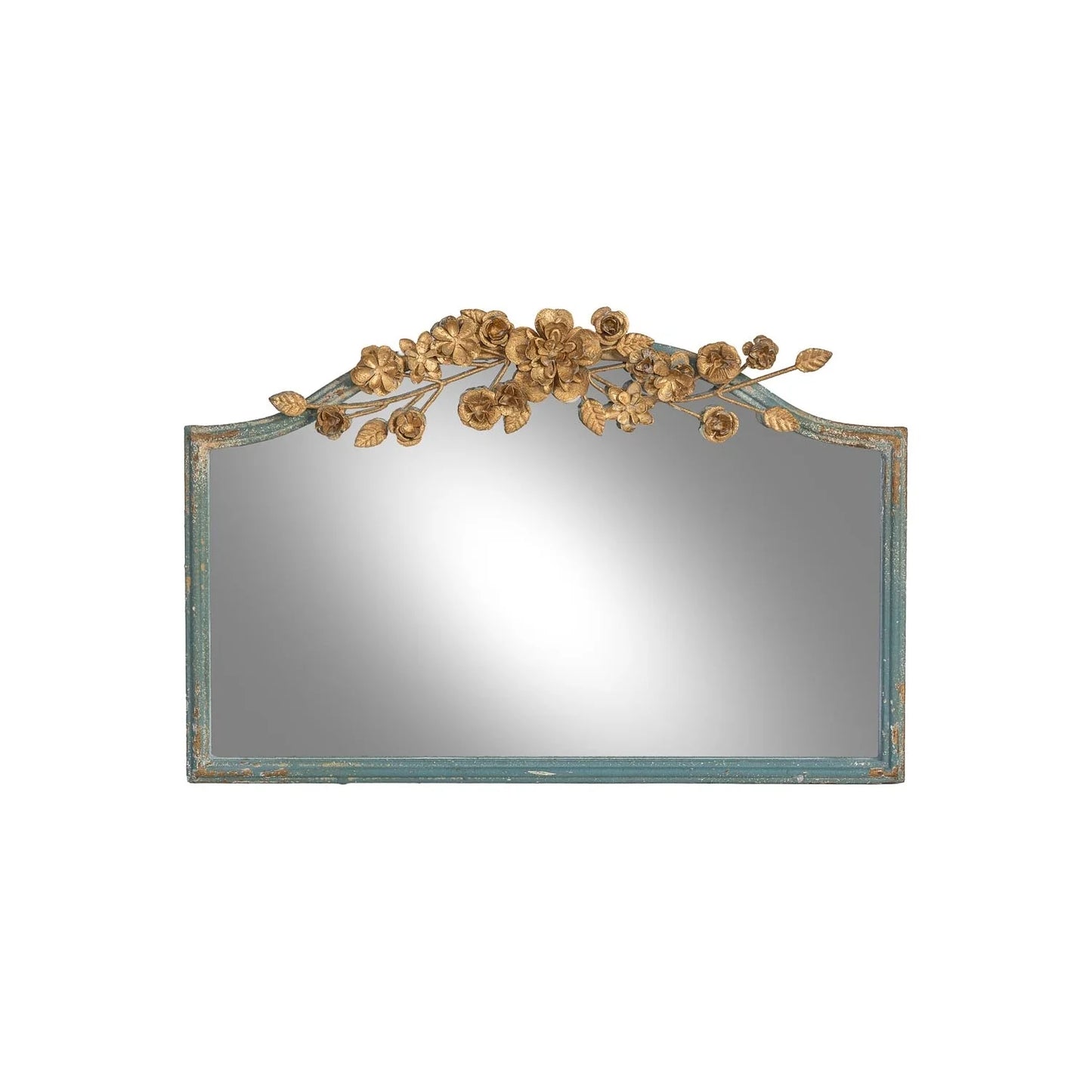 ESPEJO PARED MADERA FLORES