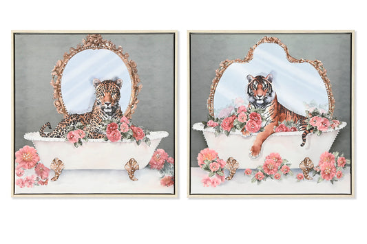 CUADRO LIENZO TIGRE BAÑERA 3D
