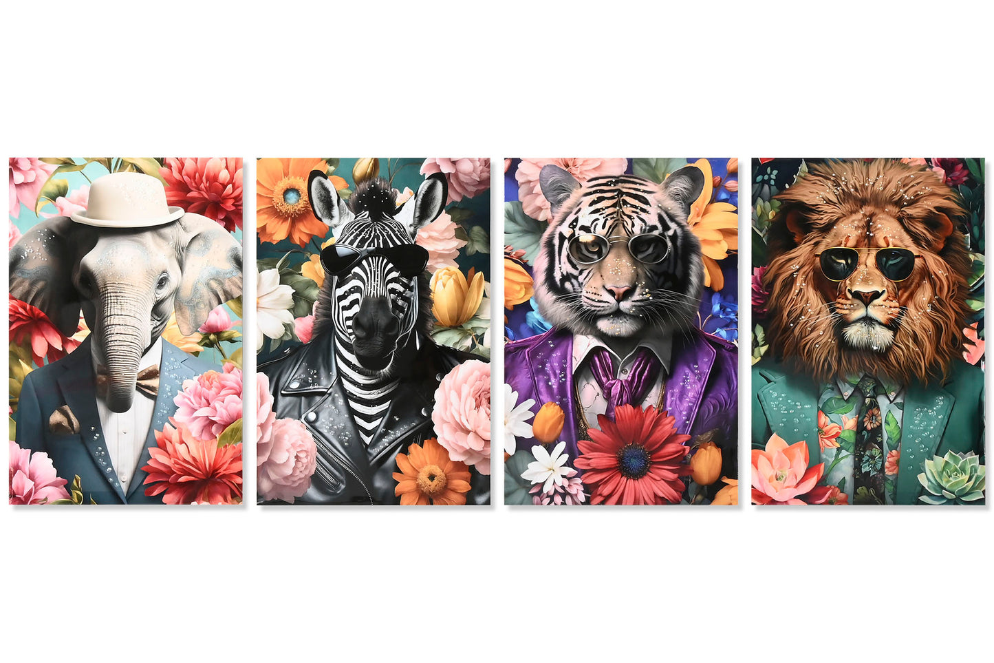 CUADRO LIENZO ANIMALES FLORES