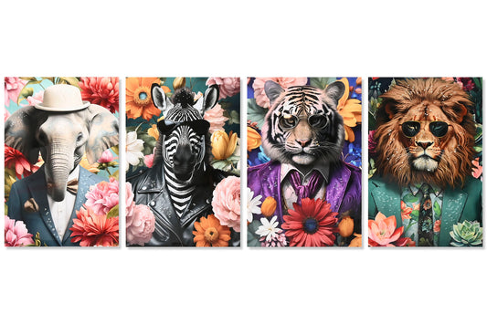 CUADRO LIENZO ANIMALES FLORES