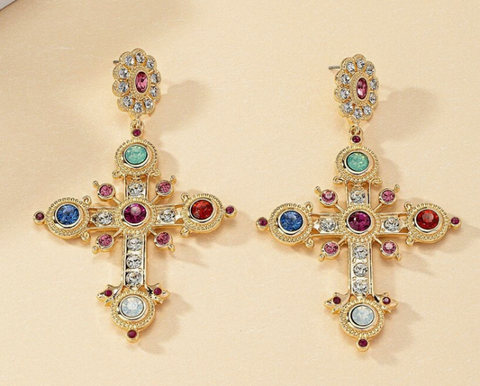 PENDIENTES CRUZ PIEDRAS