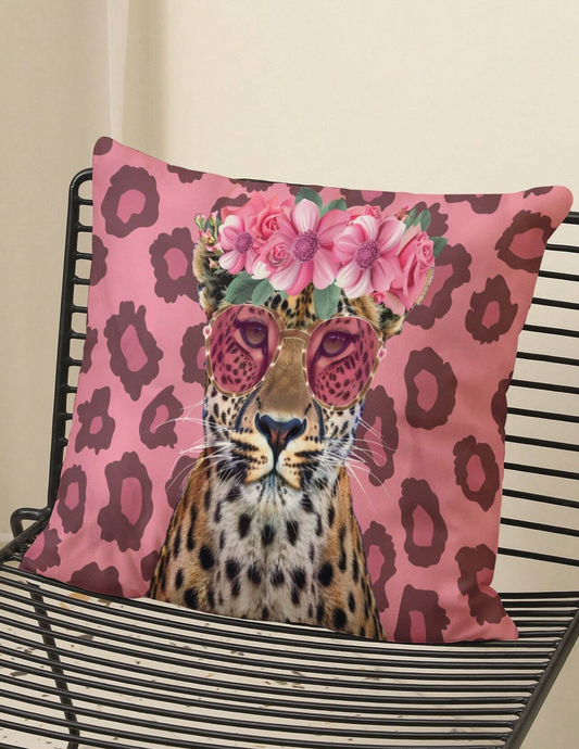 COJÍN LEOPARDO FLORES