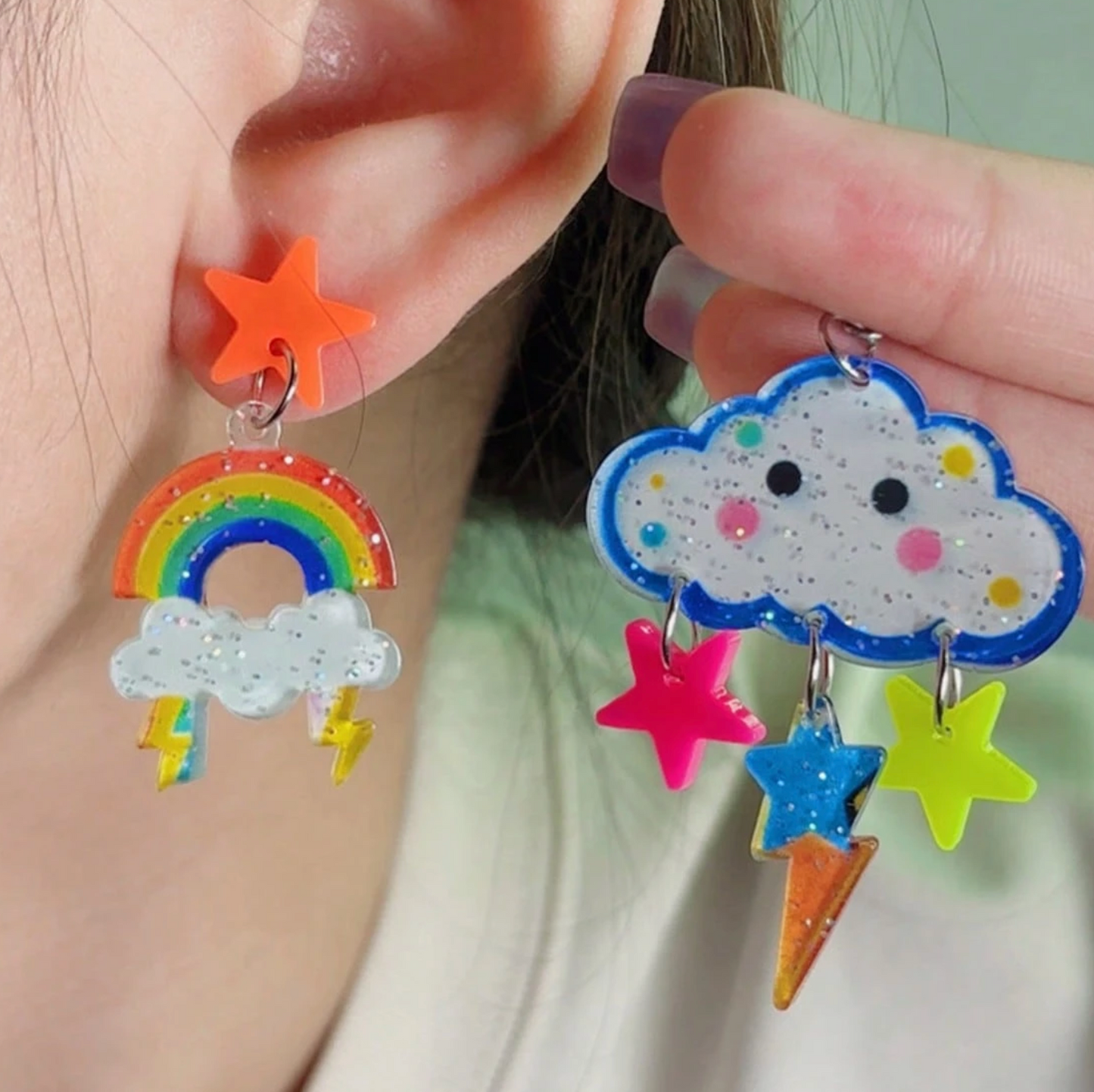 PENDIENTES ARCO IRIS Y NUBE
