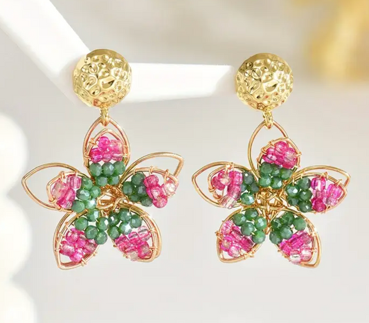 PENDIENTES FLORES CRISTALES