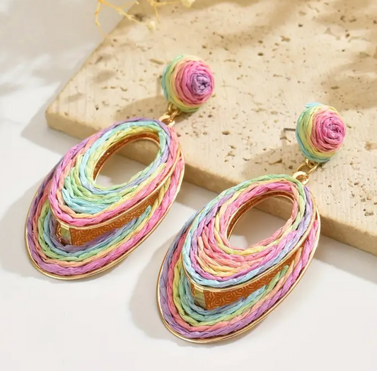 PENDIENTES OVALADOS RAFIA