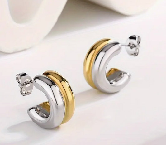 PENDIENTES ARO BICOLOR AC.INOX.