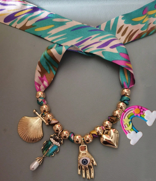 COLLAR CINTA SEDA ABALORIOS