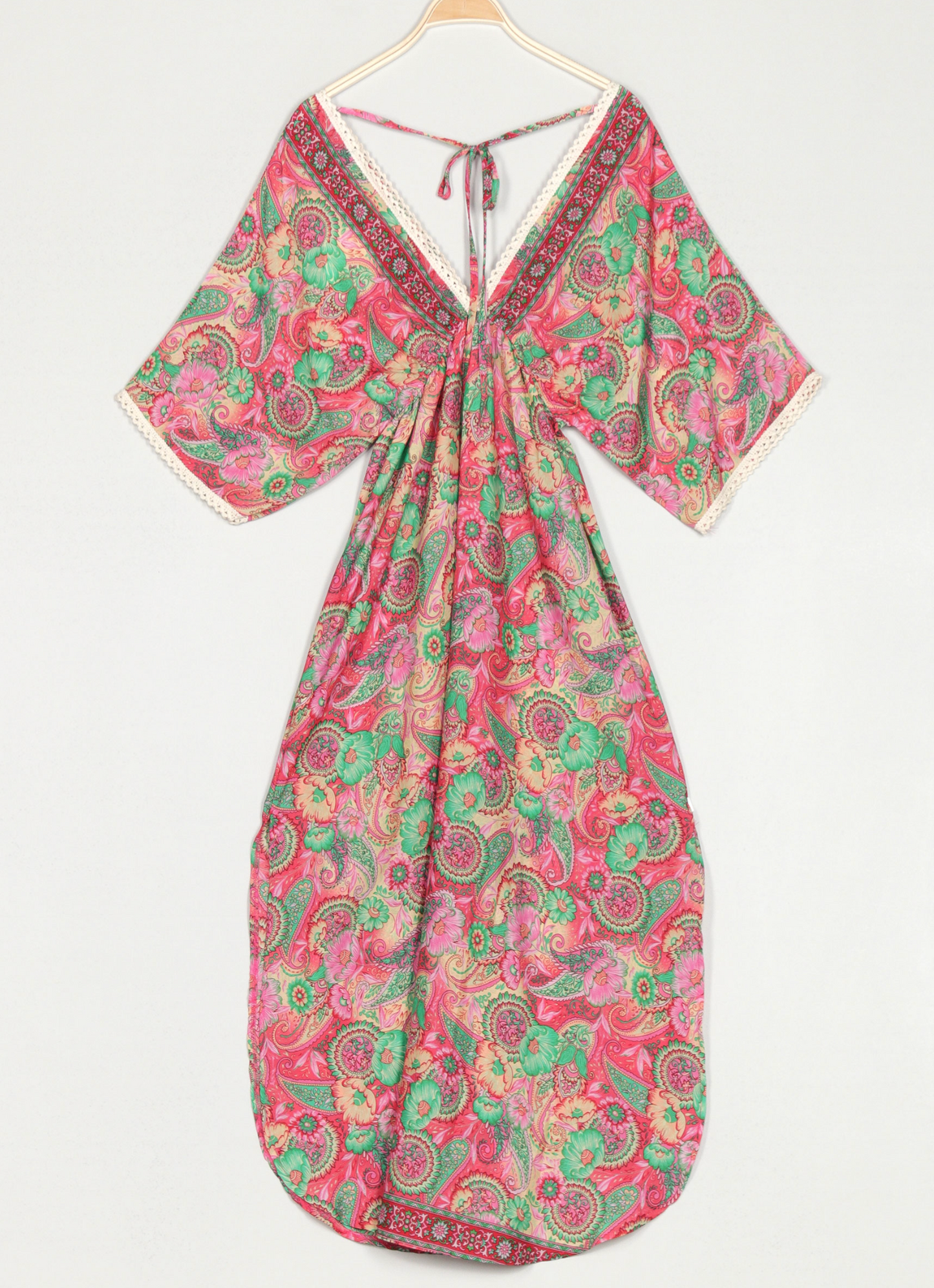 VESTIDO ESTAMPADO CON PUNTILLA