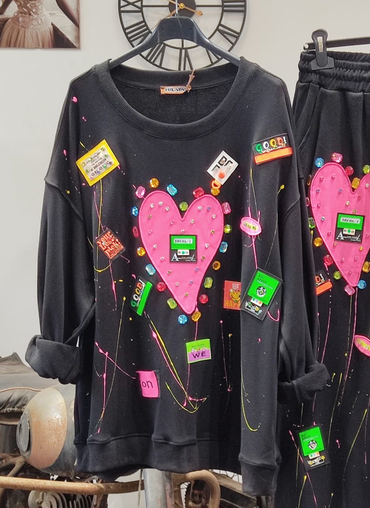SUDADERA CORAZÓN STRASS