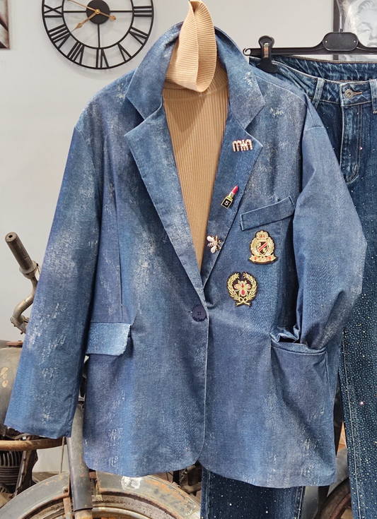 BLAZER DENIM FORRO ACOLCHADO