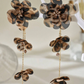 PENDIENTES TELA FLOR LEOPARDO ACERO INOXIDABLE