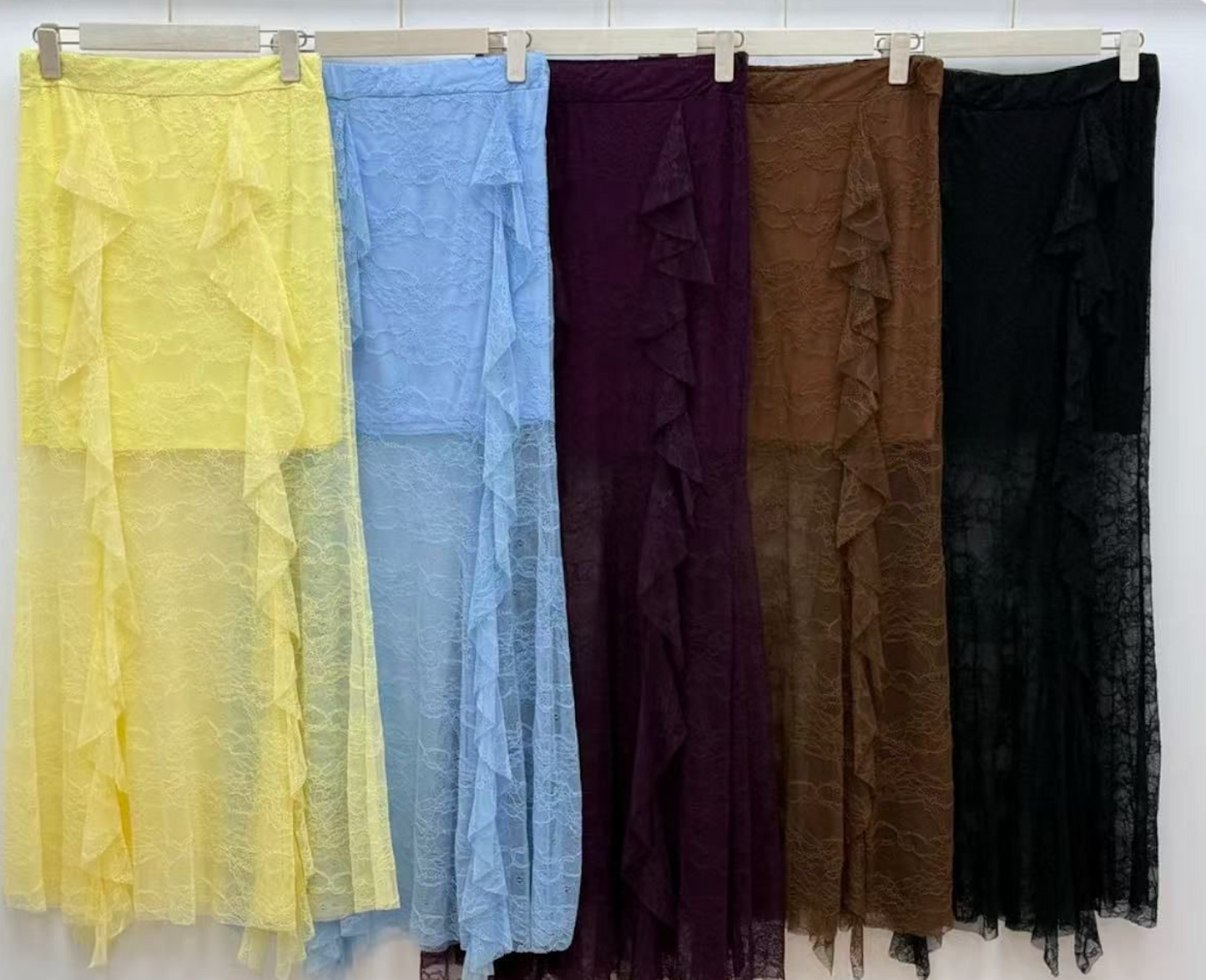 FALDA ENCAJE VOLANTES