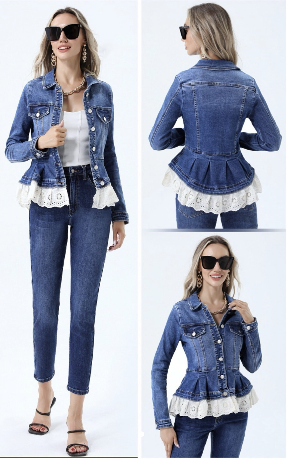 CAZADORA DENIM VOLANTE PUNTILLA