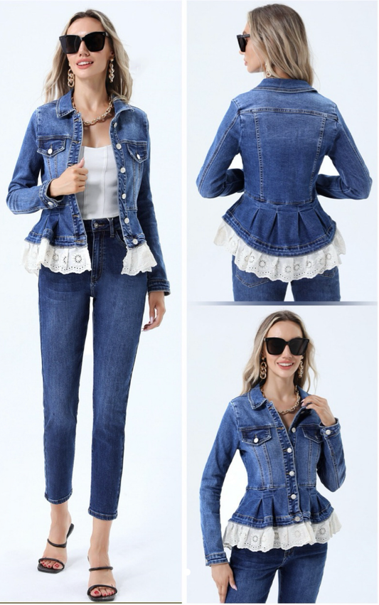 CAZADORA DENIM VOLANTE PUNTILLA