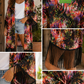 KIMONO ESTAMPADO TROPICAL CON FLECOS