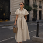 VESTIDO CAMISERO CON CAPA