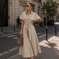 VESTIDO CAMISERO CON CAPA