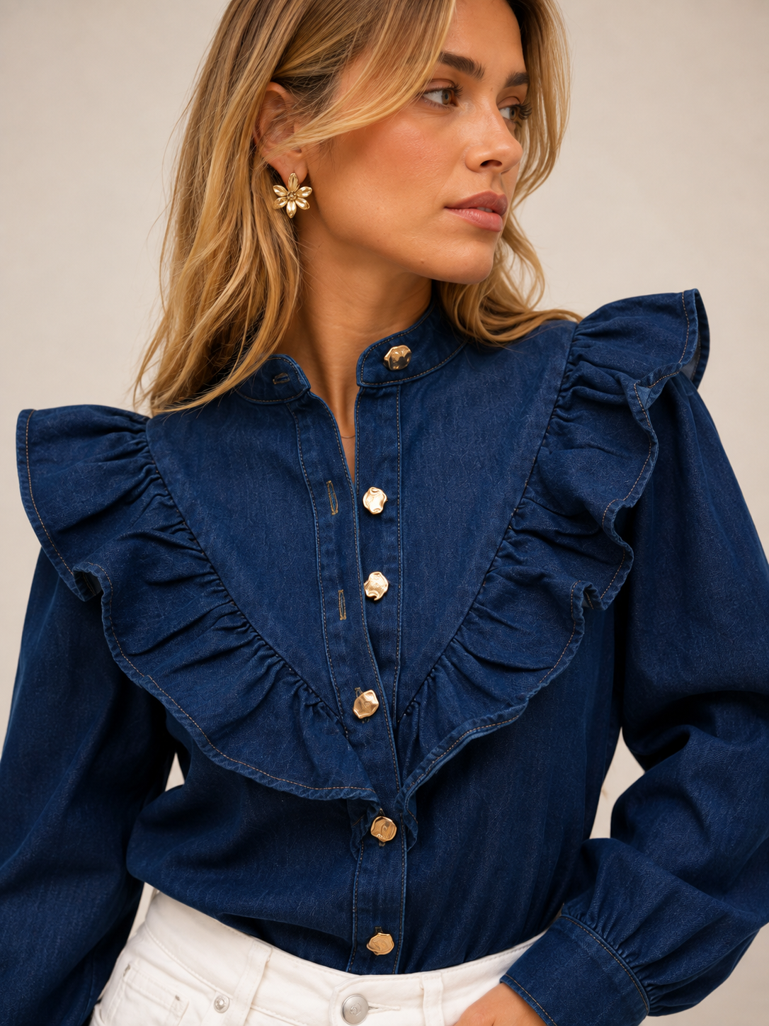 CAMISA DENIM VOLANTES