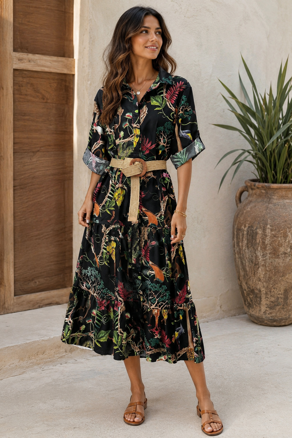 VESTIDO CAMISERO TROPICAL