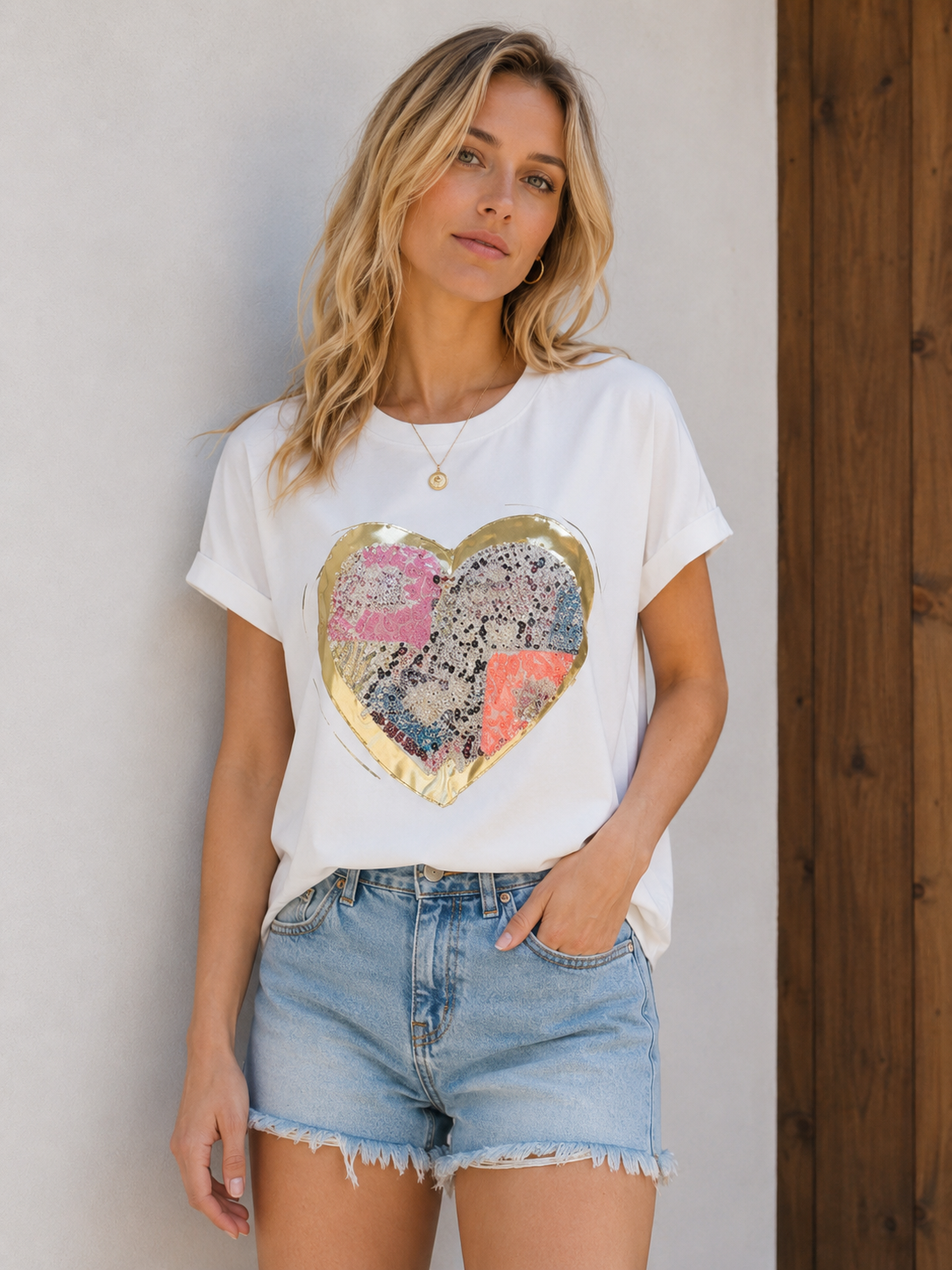 CAMISETA CORAZÓN STRASS