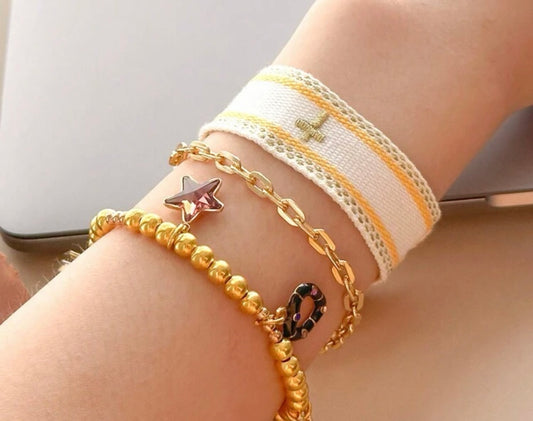 PULSERA BORDADA CRUZ COMBINADA