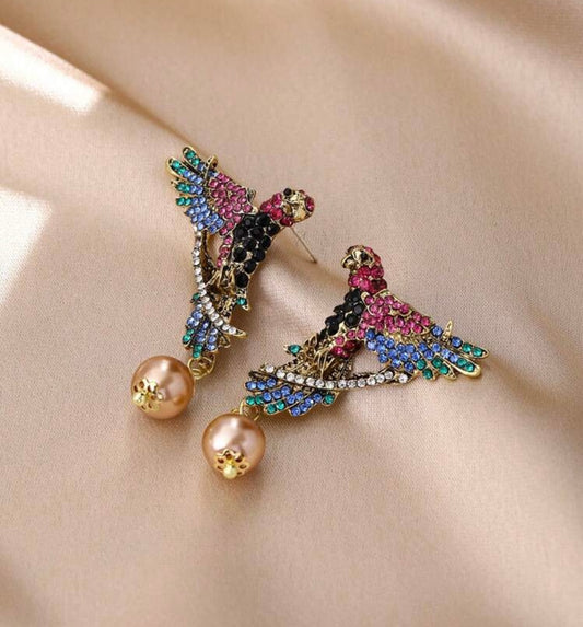 PENDIENTES PÁJAROS PERLAS