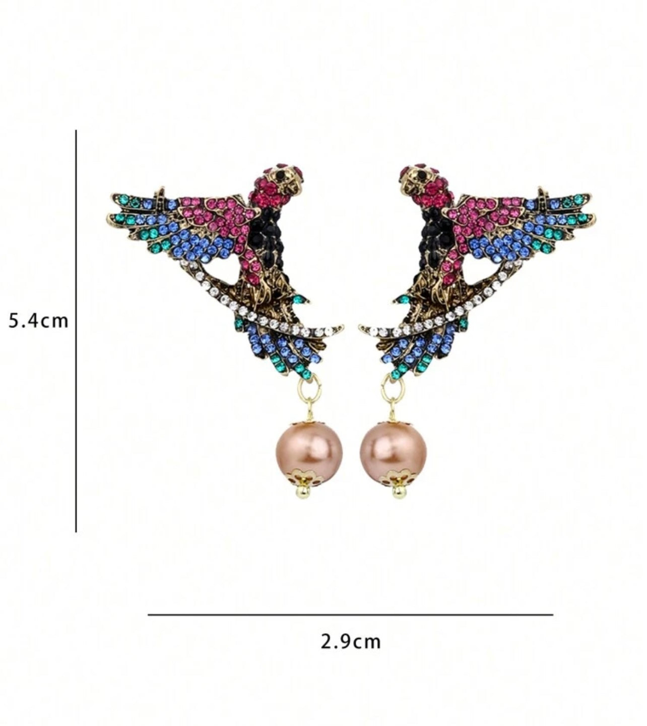 PENDIENTES PÁJAROS PERLAS