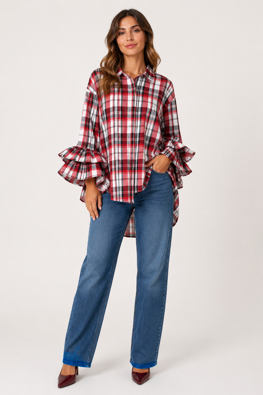 CAMISA CUADROS CON VOLANTES