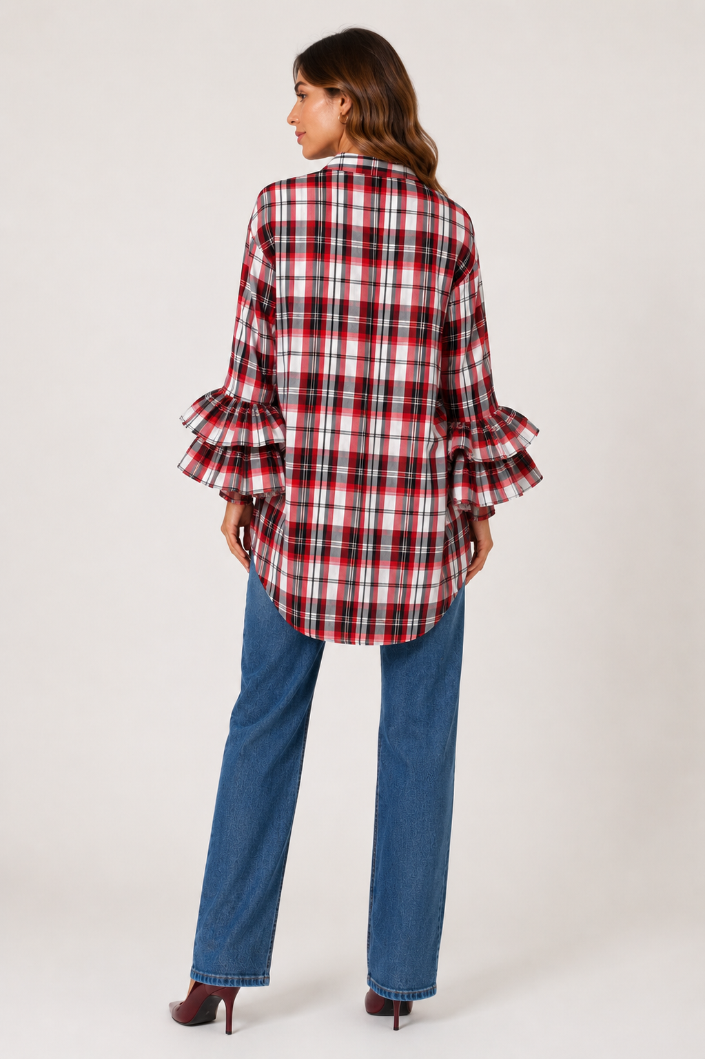 CAMISA CUADROS CON VOLANTES