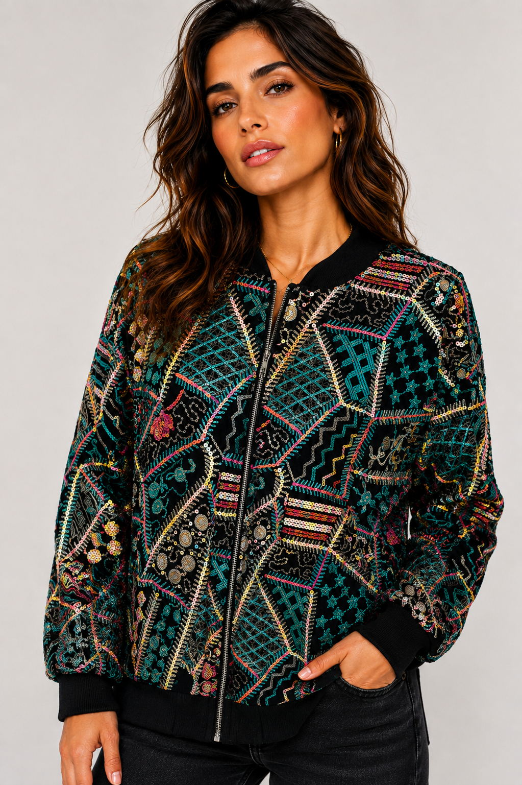 BOMBER LENTEJUELAS LARGA