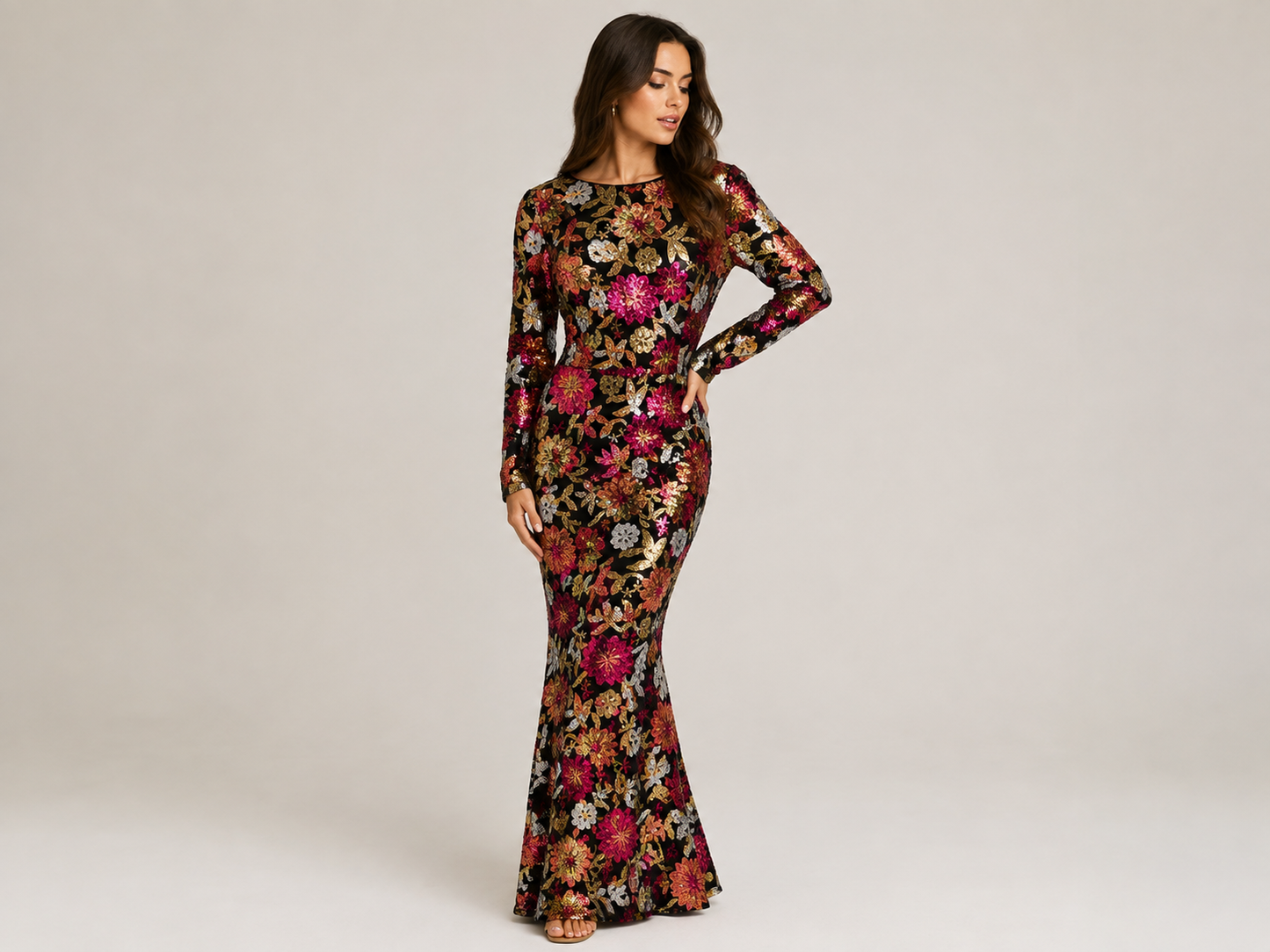 VESTIDO FLORAL LENTEJUELAS